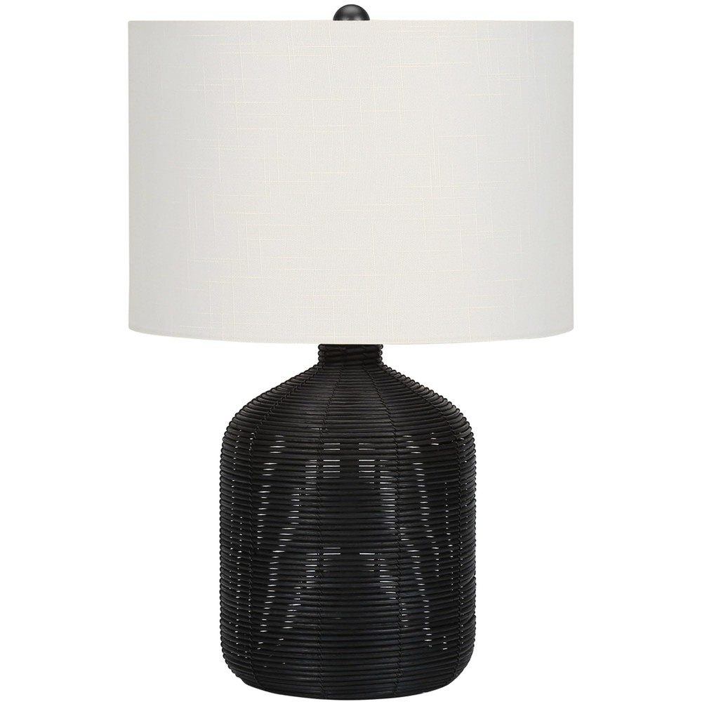 I 9734 LightingTable Lamp, Black Rattan, Ivory/Cream Shade, Modern