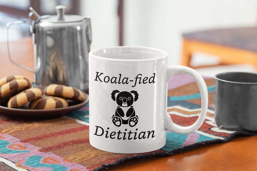 Koalafied Dietitian White Funny Coffee Mug for Nutrition Enthusiasts