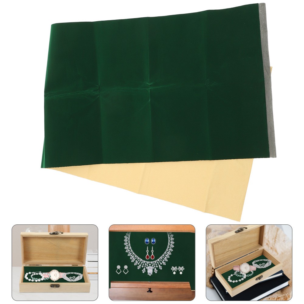 Self-adhesive Flock Material Velvet Drawer Liner Display Cabinet Fabric Green