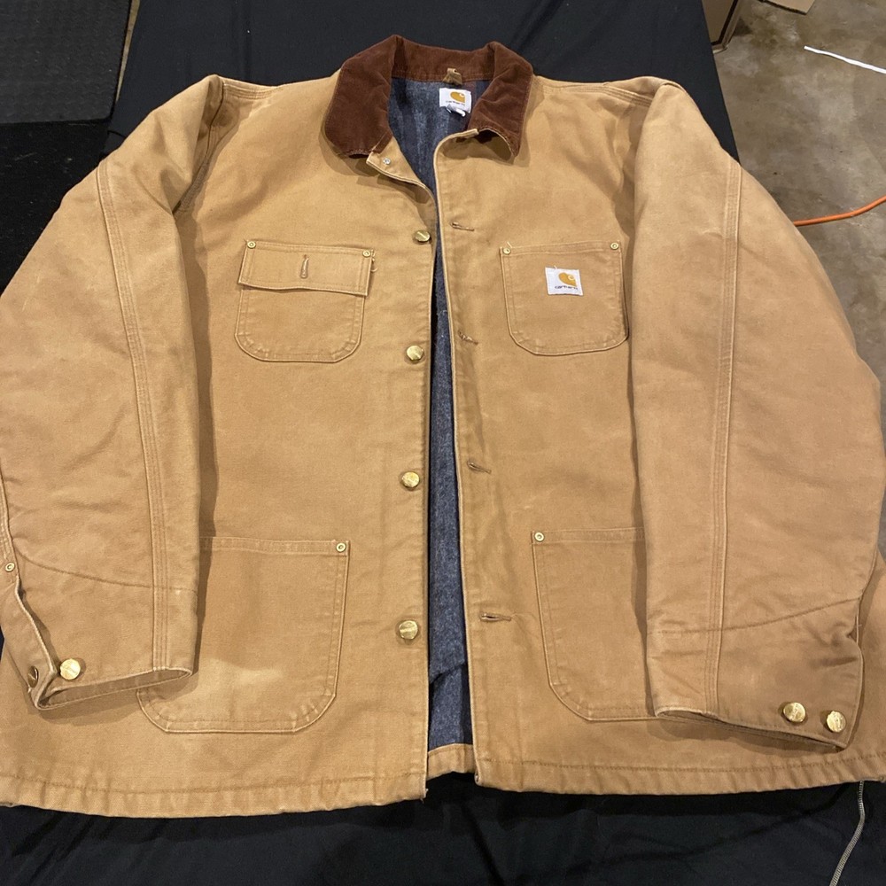 Carhartt Mens Brown USA Blanket Lined Chore Coat Size 2XL Tall Y2K Vintage