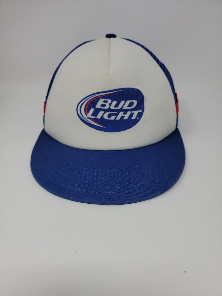 Vintage Bud Light Hat Mens Foam Snapback Two Stripe Advertisement Truckers Cap