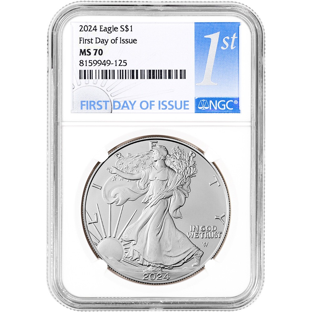 2024 American Silver Eagle - NGC MS70 First Day Issue 1st Label