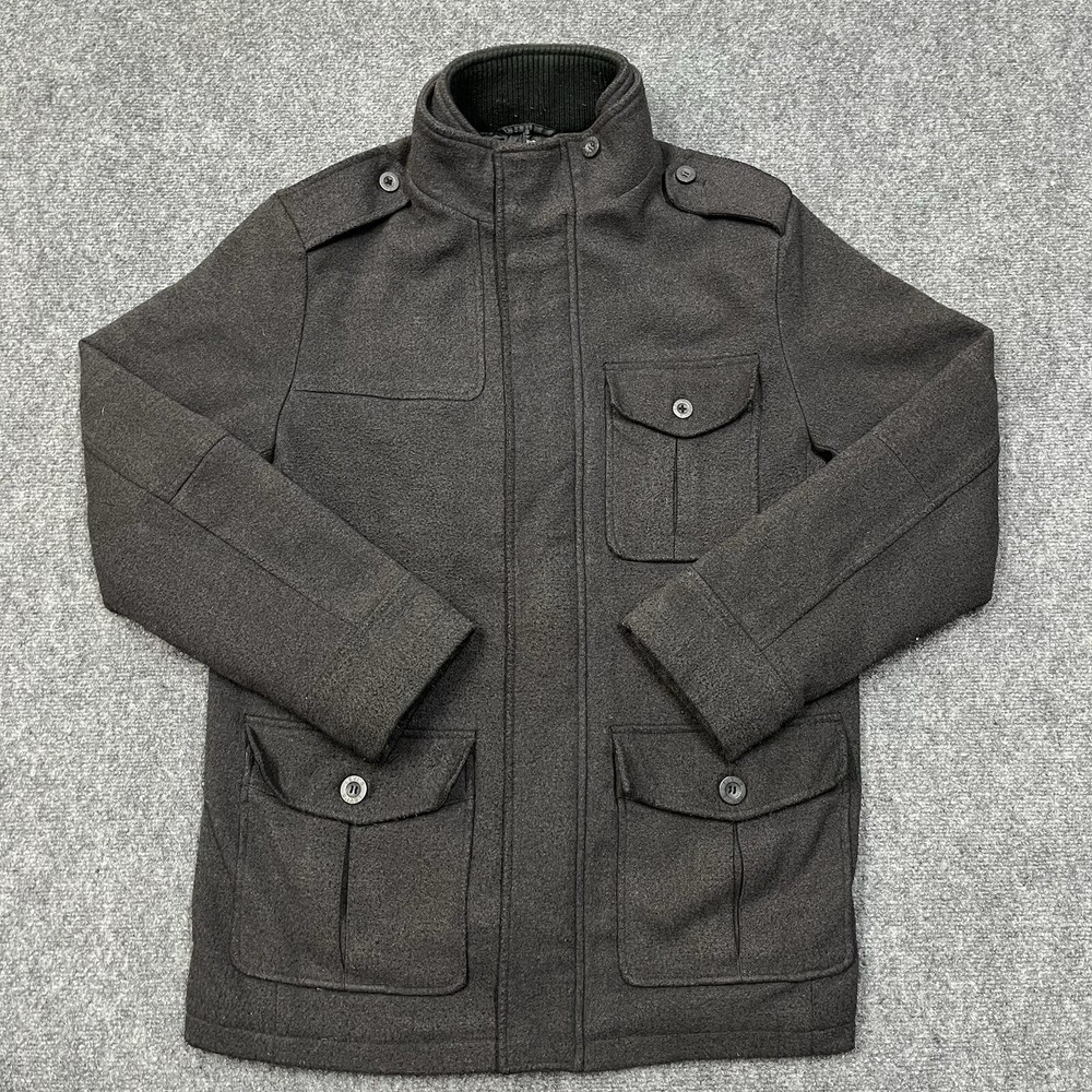 Levis Gray Medium Utility Trucker Mock Neck Military Jacket for Men