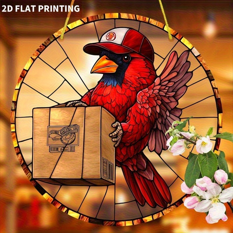 Red Crested Bird 8 Inch Themed Gift Box with Hanging Decor