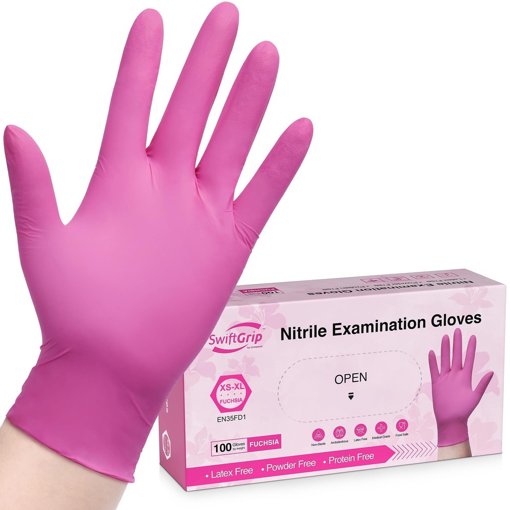 SwiftGrip Powder-Free Nitrile Gloves Medium 100ct 3-mil Disposable Latex-Free