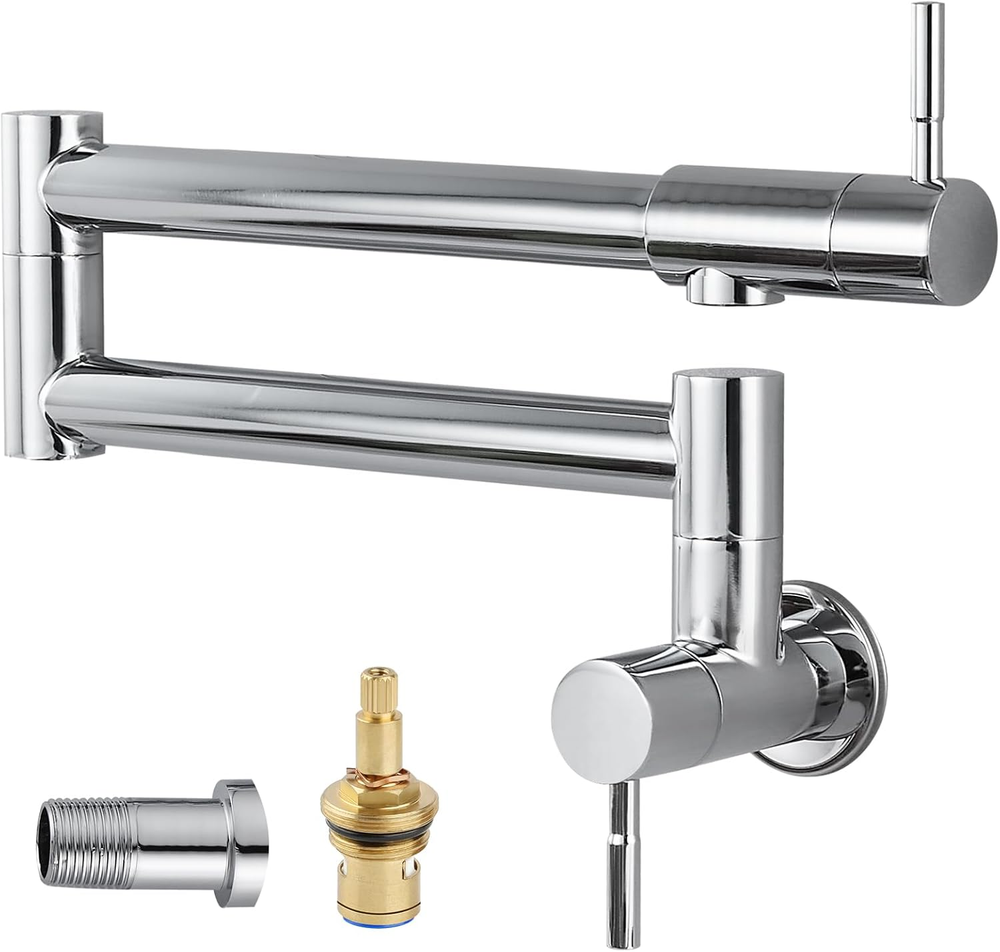 Wall Mounted Pot Filler Faucet Folding Swing Arm Kitchen Sink Chrome New