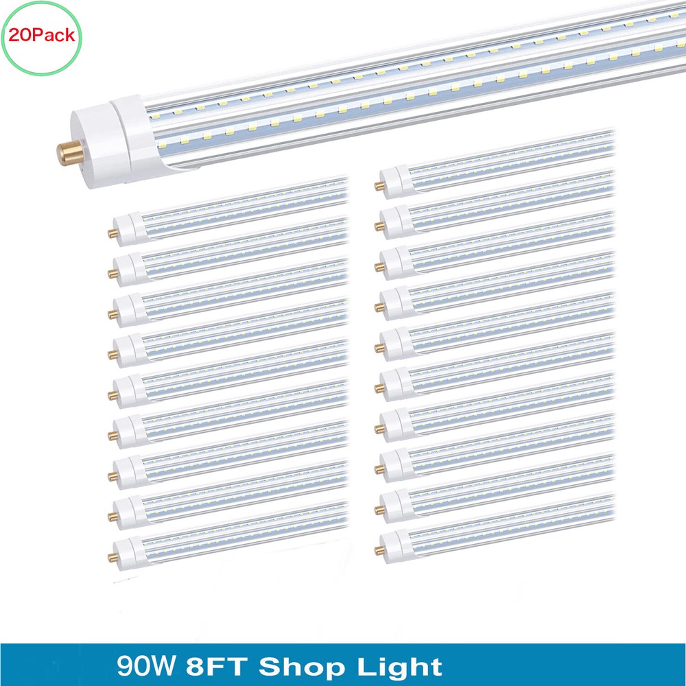 20Pack 90W 8FT LED Shop Lights T8 T12 Single Pin FA8 Tube Bulbs