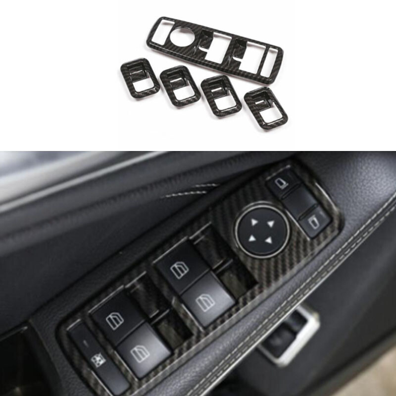 Carbon Fiber Window Lift Lock Switch Panel For Benz C-Class C300 C43 2015-2021