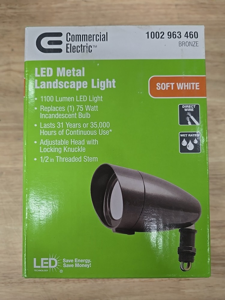 Commercial Electric 14-watt 100-lumen LED Landscape Light Live Voltage Bronze R3