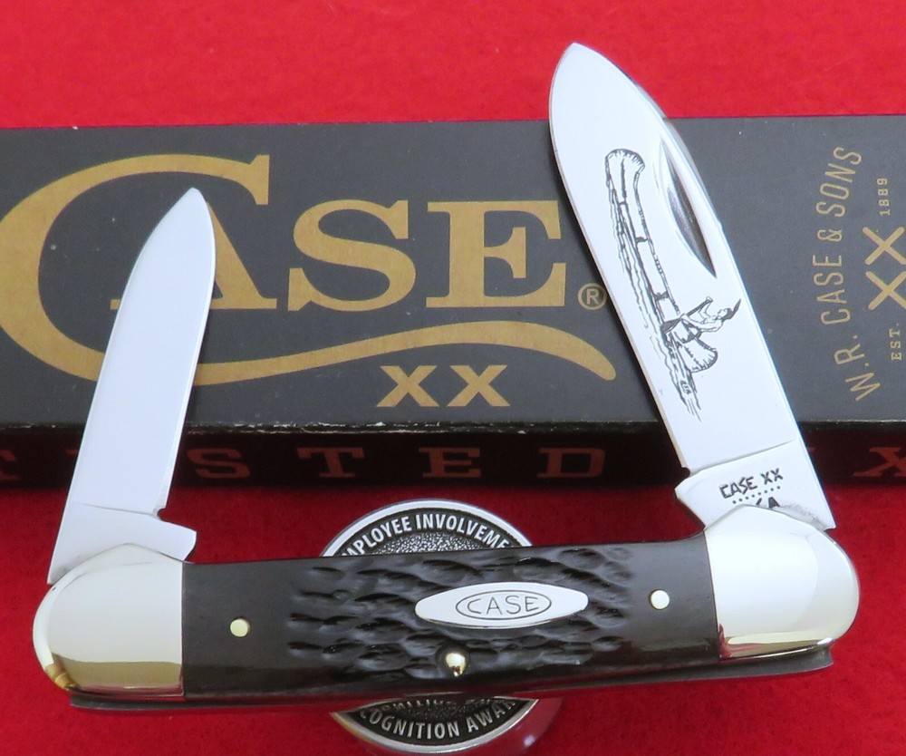 Case XX Canoe Knife 8 Dot 1982 Great 1980's Bone Handles 62131 Deep Etch! NR