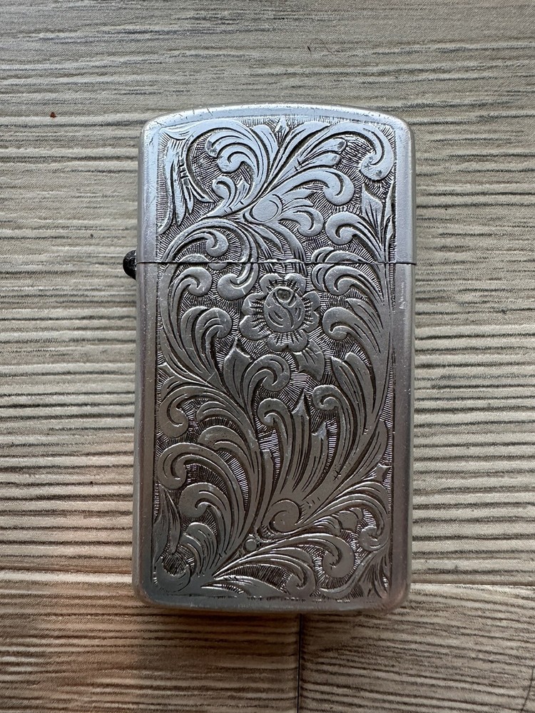 Vintage  PARK Lighter Cigarette Lighter Silver Metal Case Wick appears unused