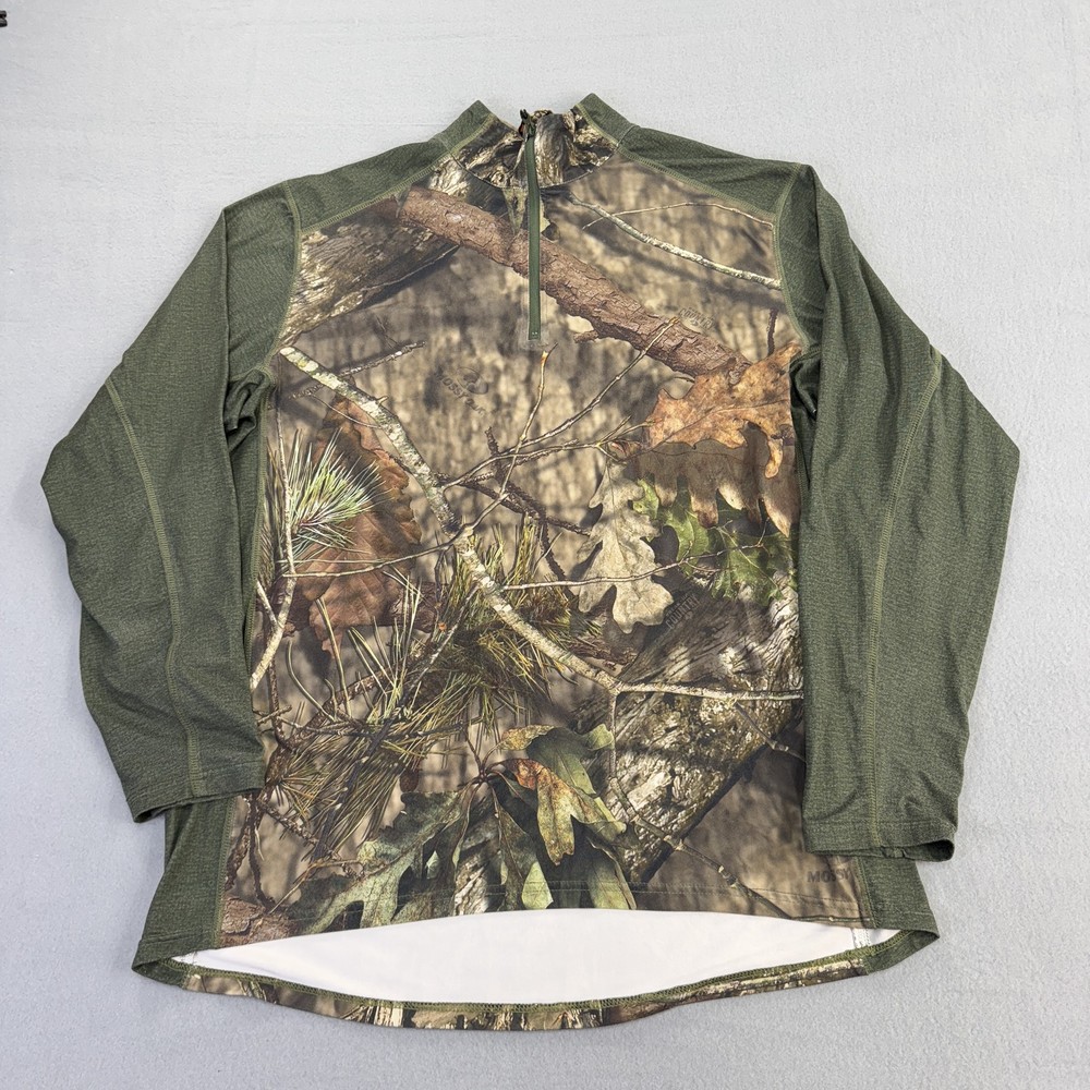 Mossy Oak Pullover Shirt Mens Large Green Camo Break-Up Country Hunting Outdoors