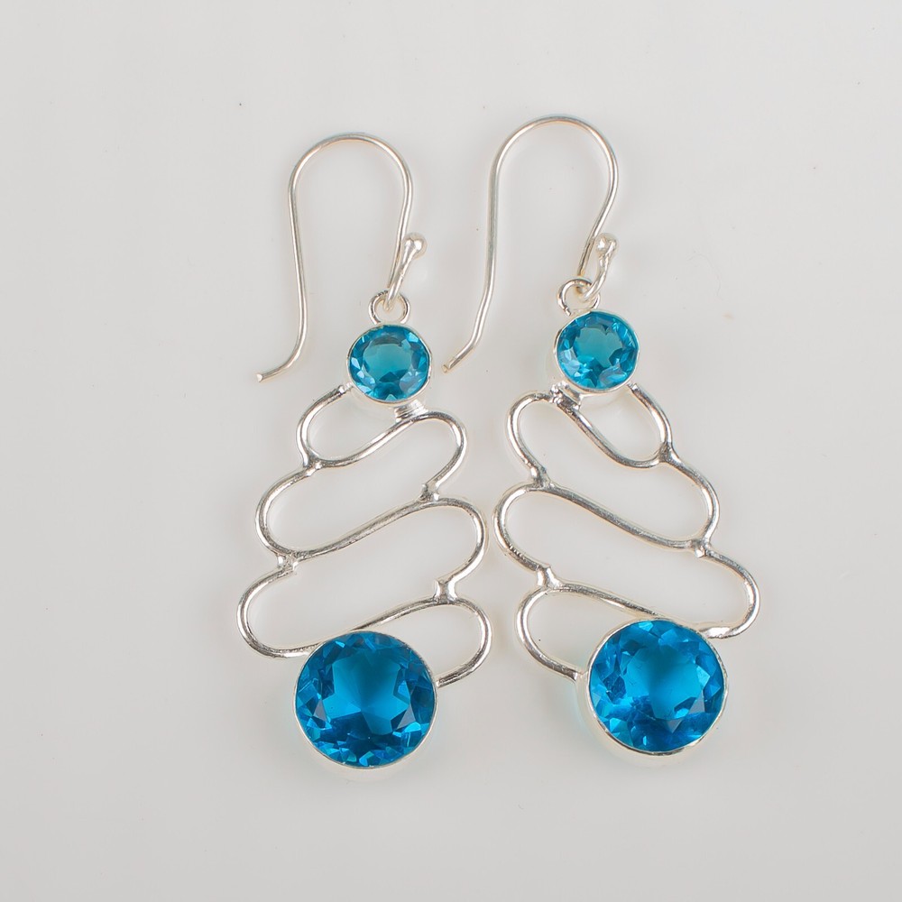 925 Silver Swiss Blue Topaz Drop Earrings - Perfect Wedding Gift for Her