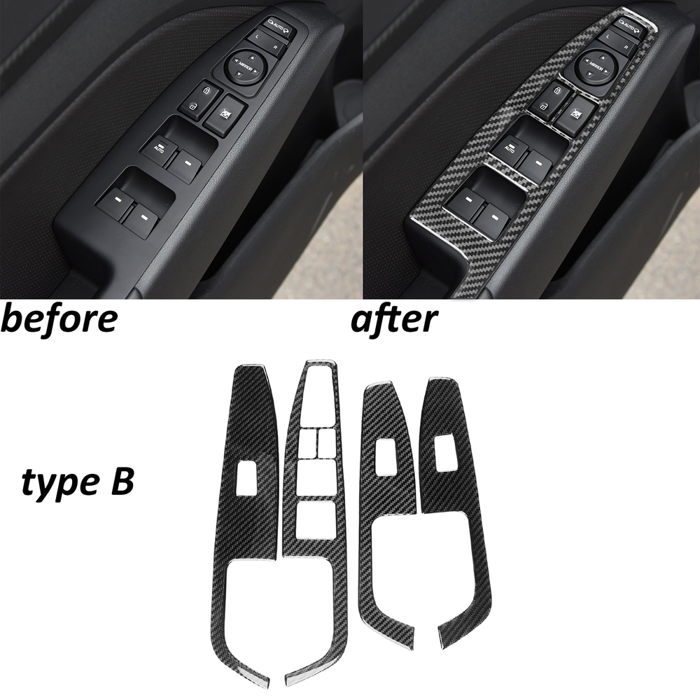 4Pcs Carbon Fiber Window Switch Panel Trim for 2016-20 Hyundai Elantra