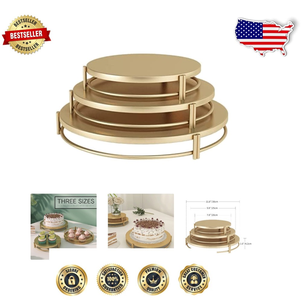 Elegant 3-Piece Gold Cake Plate Set: Versatile Dessert & Home Decor Solution