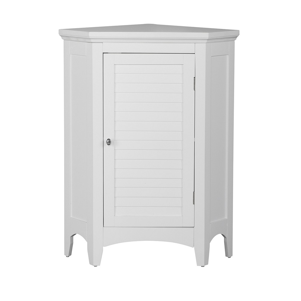 Teamson Home Glancy Wooden Freestanding Corner Floor Cabinet with Faux Louvered