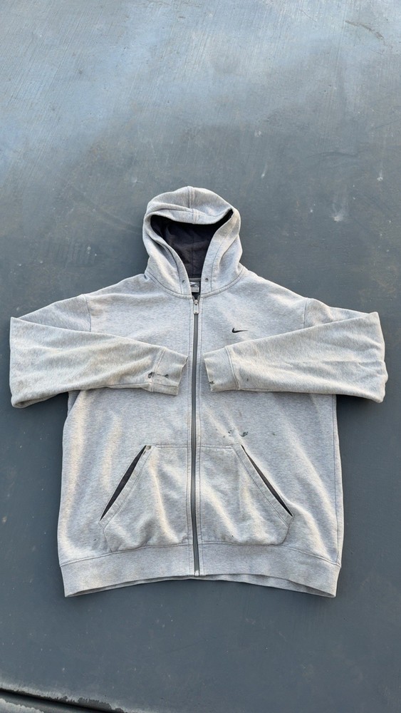 Vintage Grey Nike zip-up hoodie  Size XL Y2K