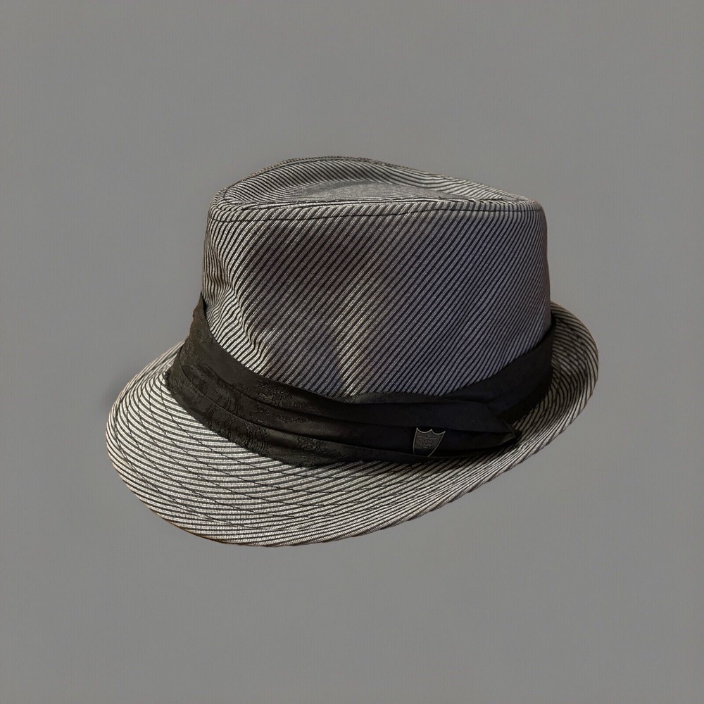 Angela William Unisex Gray Striped Wool Acrylic Fedora Hat L/XL