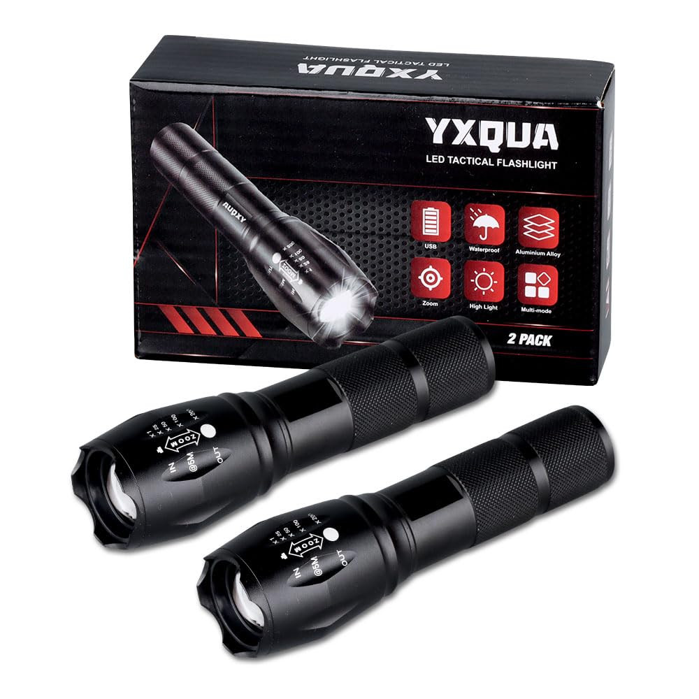 USB Rechargeable Flashlight 8381 Lumens 3 Modes Zoomable Waterproof for Camping Hiking