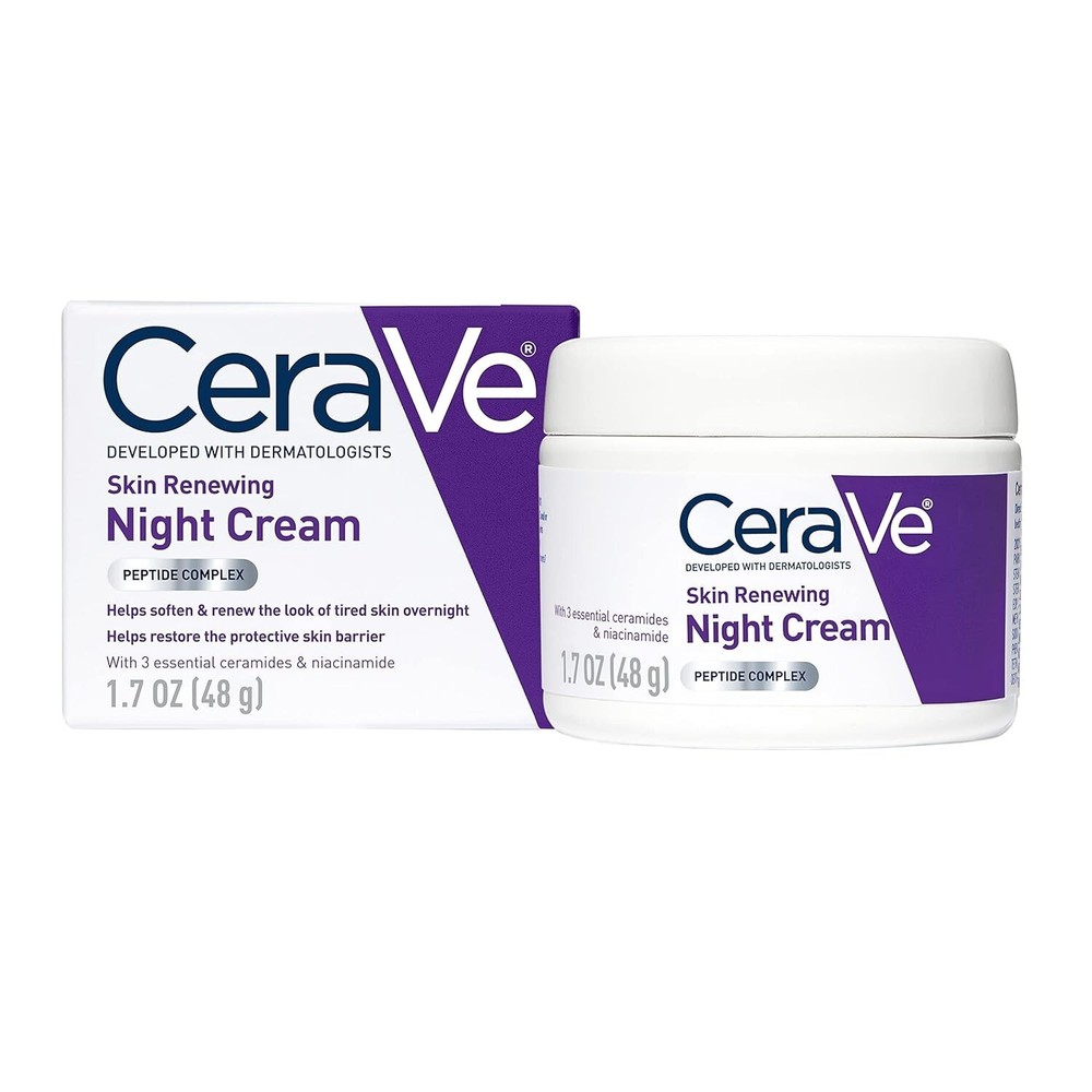 CeraVe Renewing Night Cream with Niacinamide Peptides & Hyaluronic Acid for Skin Repair