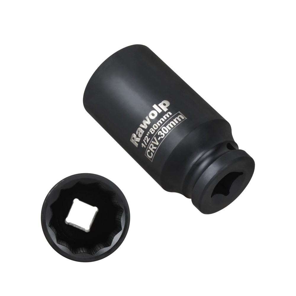 Axle Nut Impact Socket, 30mm 12-Point, 1/2 Inch Drive, Deep Well Hub 1pack