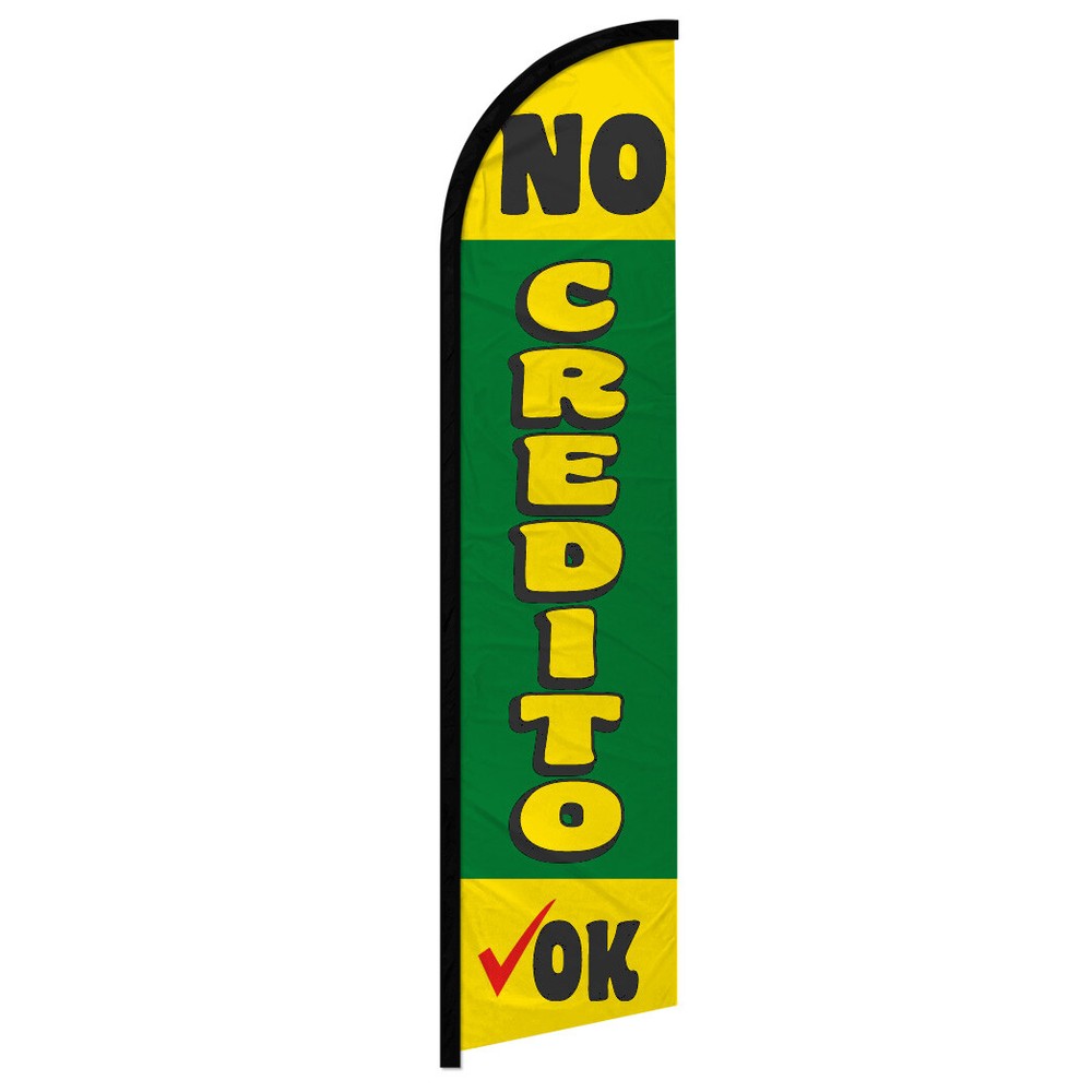 No Credit Needed - Full Curve Windless Swooper Flag for Dealerships - Eye-Catching Advertising Solution