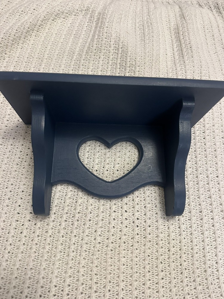 Small Wood Blue Heart Shelf