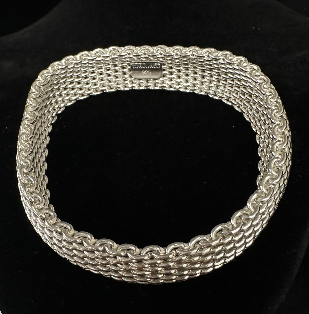 Tiffany & Co Sterling Silver 15mm Somerset Mesh Bracelet 7.25 Inches