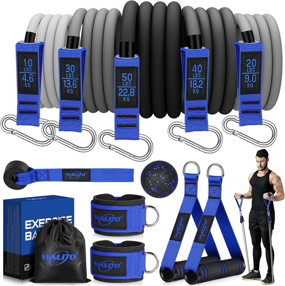 Resistance Bands Set with Handles, Door Anchor, and Ankle Straps for Versatile Workouts