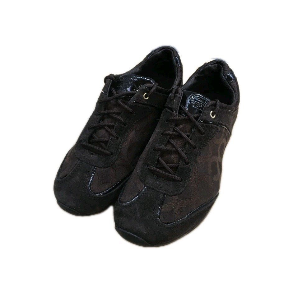 Coach Shoes Womens 8 M Kelbie Casual Low Sneakers Brown Suede Lace Up Flats