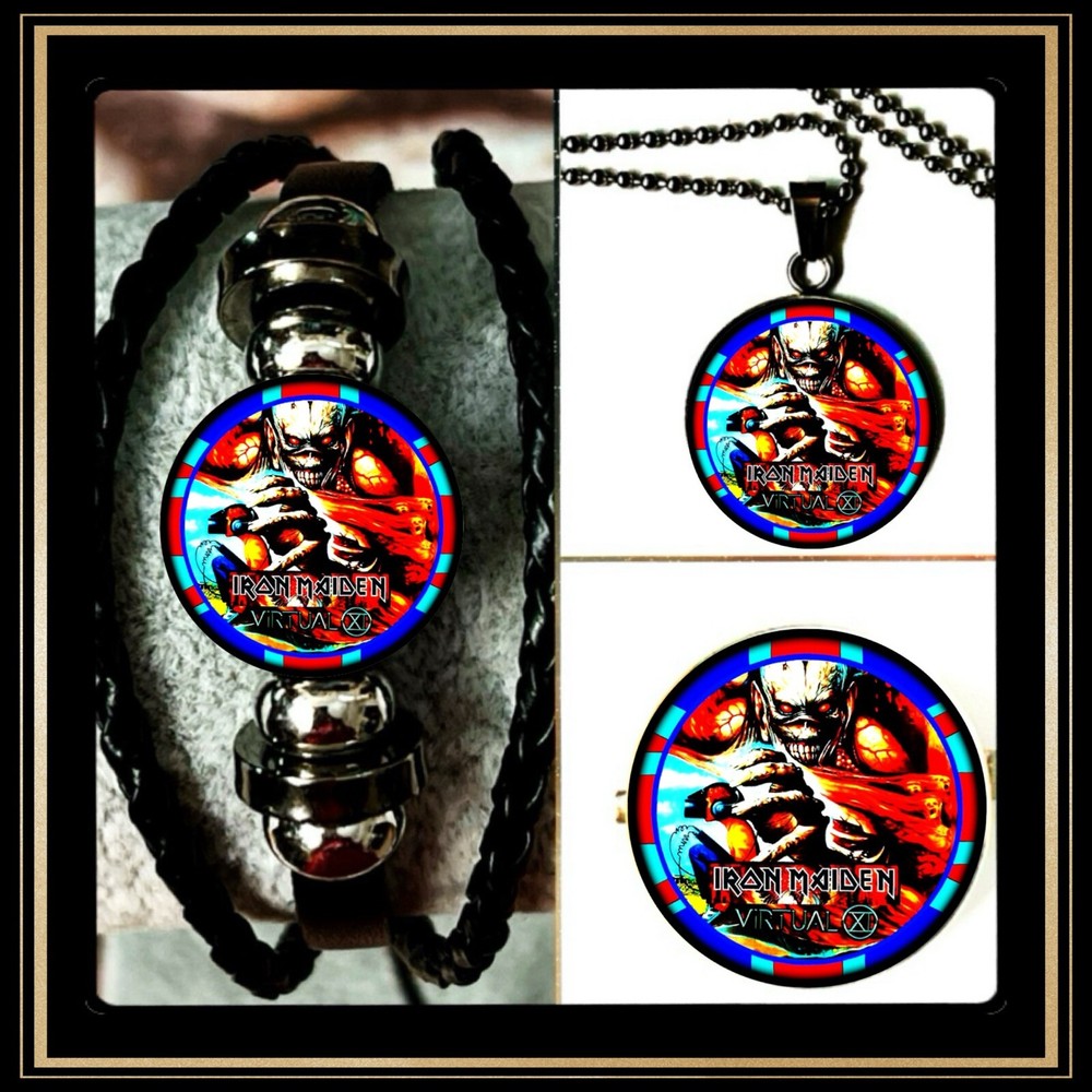 Iron Maiden Bruce Dickinson Virtual XI UK Official Bracelet Necklace Pin Collectors Set