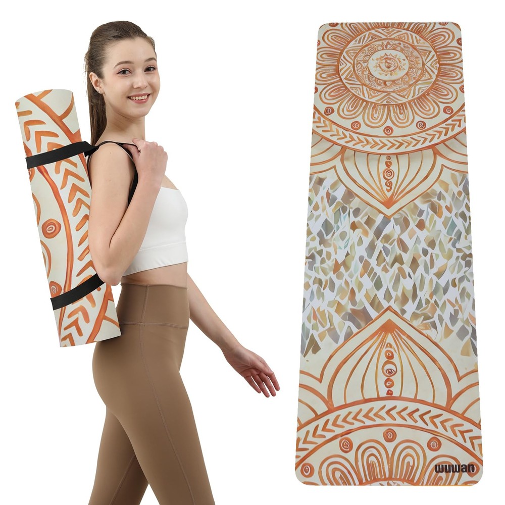 Thick 6mm Non-Slip Printed Hot Yoga Mat with Strap for Women