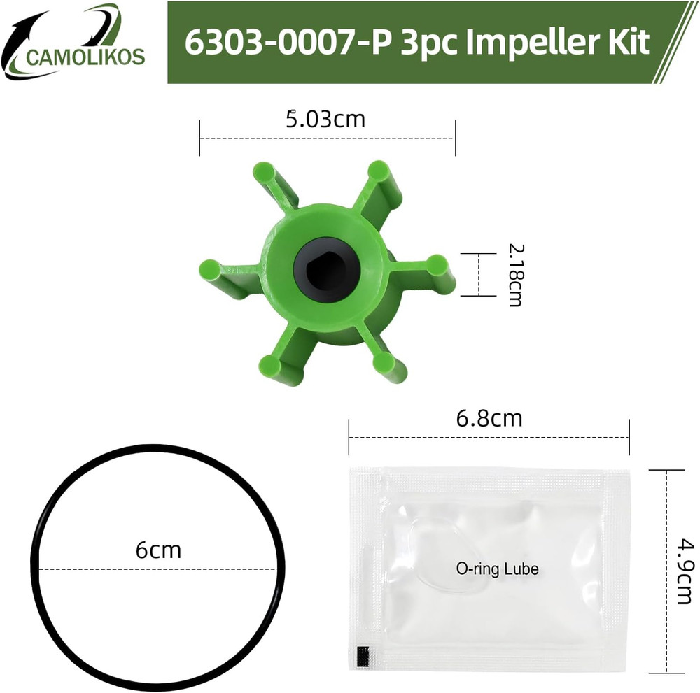 3 Pc-6303-0007-P Impeller Kit Fits Some Wakeboard Ski Boat Ballast Pumps Plastic