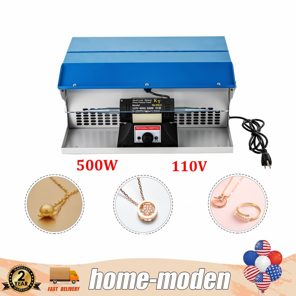 Benchtop Polishing Buffing Machine Jewelry Polisher Dust Collector W/ Light 500W