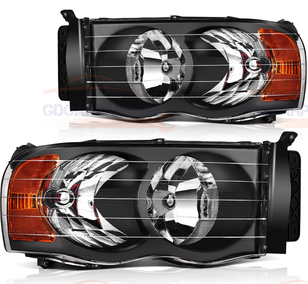 Headlights Assembly Pair Fits Dodge Ram 2002-2005 Front Left Right Clear Lens