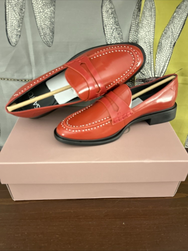 Franco Sarto Women’s Eden Studs Penny Loafer Red Size 8M