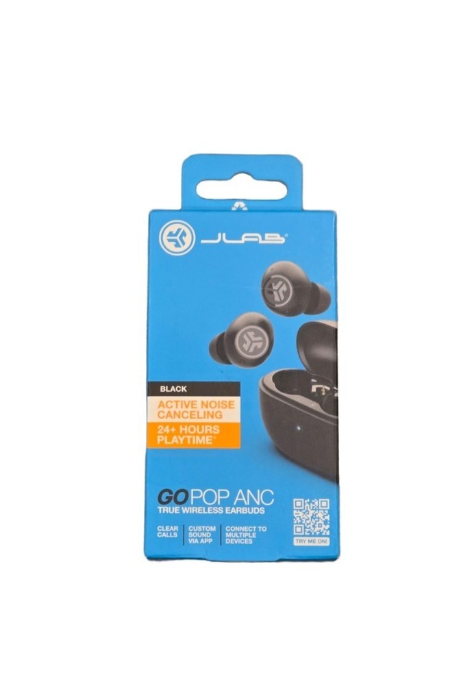 JLAB GO POP ANC Wireless Earbuds with Noise Cancelling 24H Playtime in Black