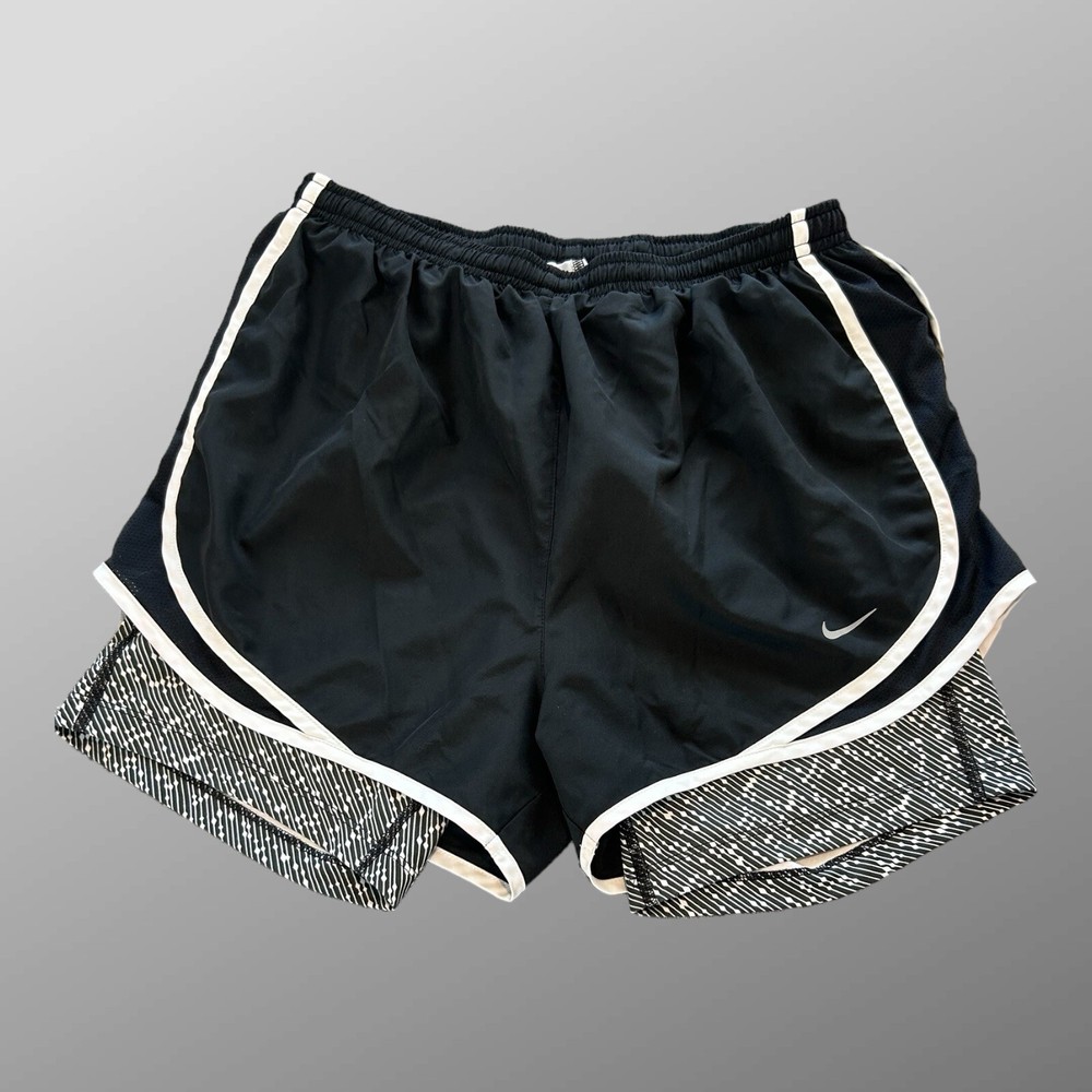 Nike Running Shorts Womens M Dri-Fit Black Drawstring Interior Compression Gym