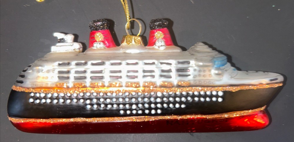 Pottery Barn Cruise Ship Christmas Ornament Glass Travel Nautical Boat Gift Idea