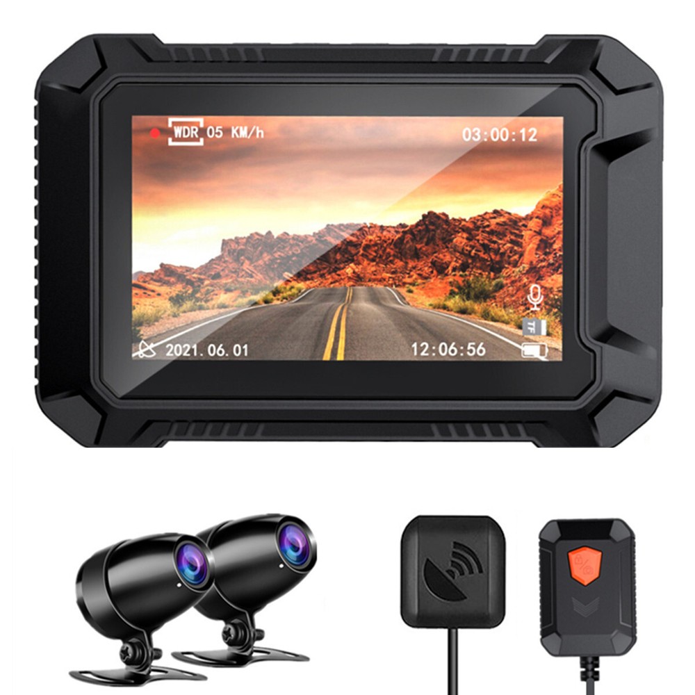 Motorcycle DVR Dual Lens Dash Cam GPS Recorder Front Rear Camera WiFi G-Sensor
