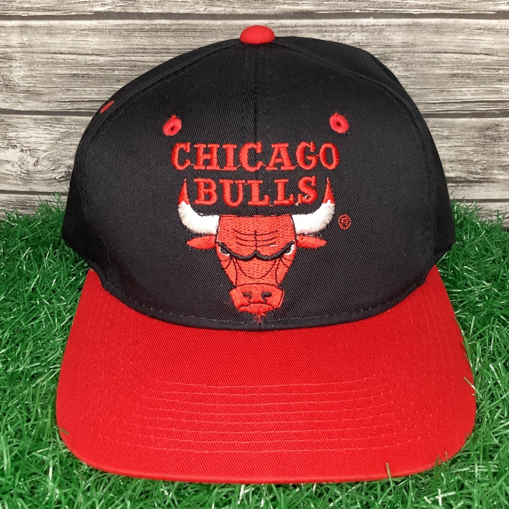Vintage Chicago Bulls Snapback Hat Cap 2 Tone Plain Logo NBA Drew Pearson 90s