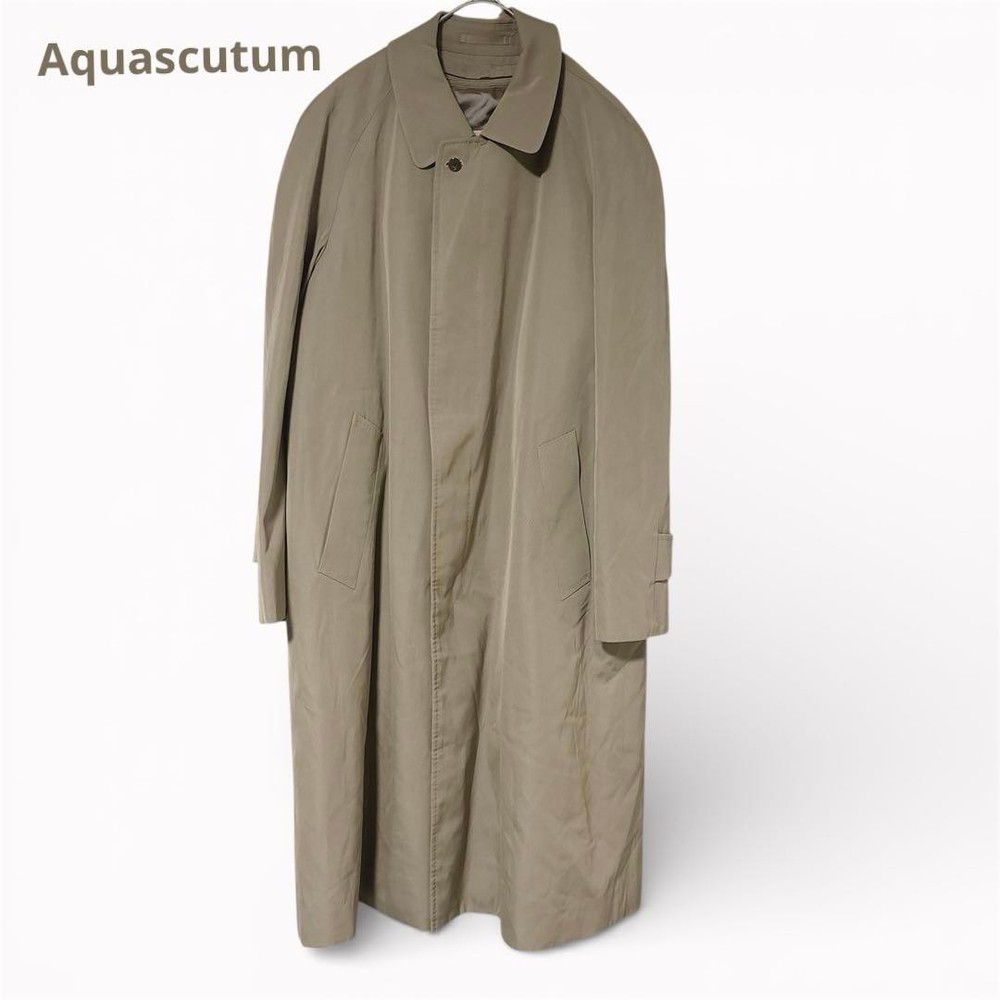 Aquascutum Balmacaan Coat Beige Authentic Cotton Long Coat Men's Used