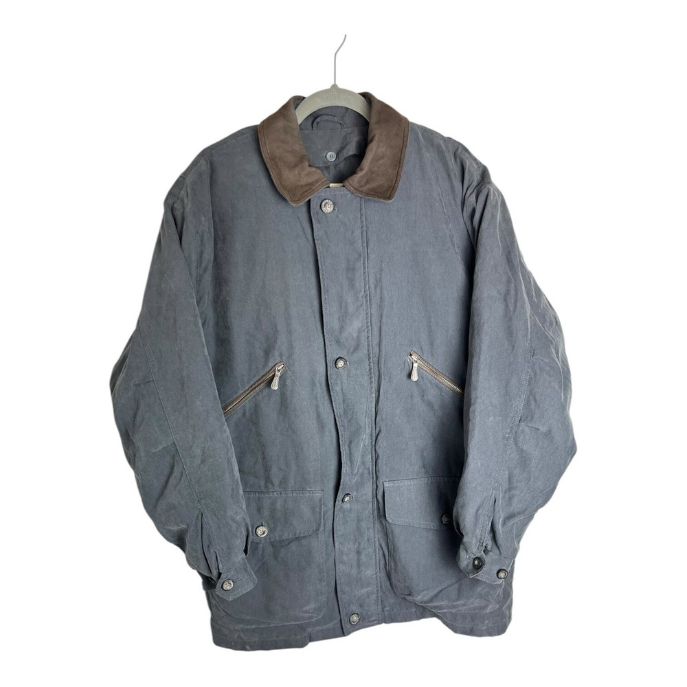Y2K London Fog Men’s Medium Chore Coat with Leather Collar & Zip-out Lining