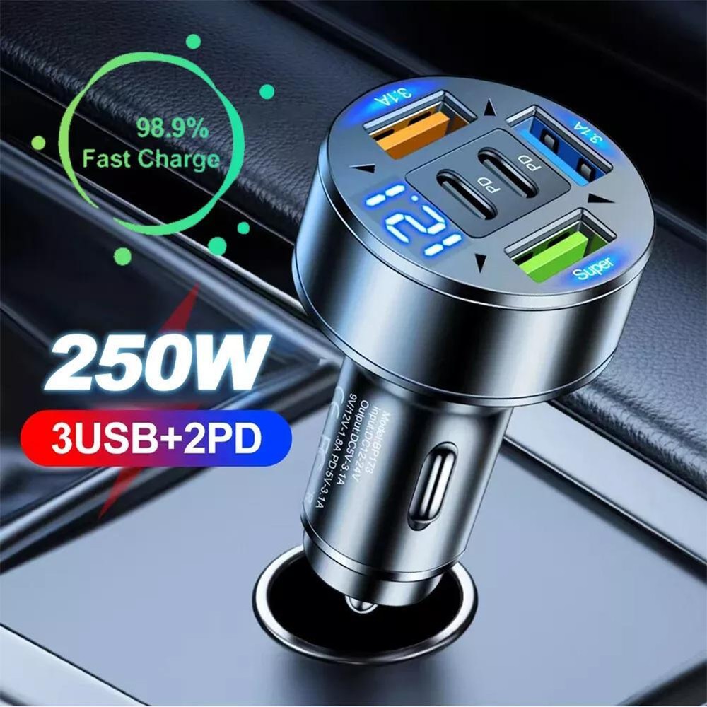 40W 5 Ports Car Charger Fast Charging PD QC 3.0 USB C Car Phone Charger Ad T7N7