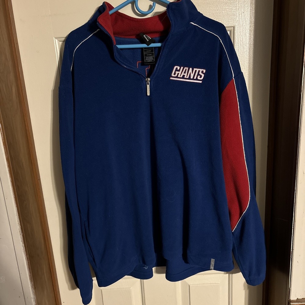 Reebok New York Giants Fleece Embroidered /4 Zip Jacket Pullover Mens XL Blue