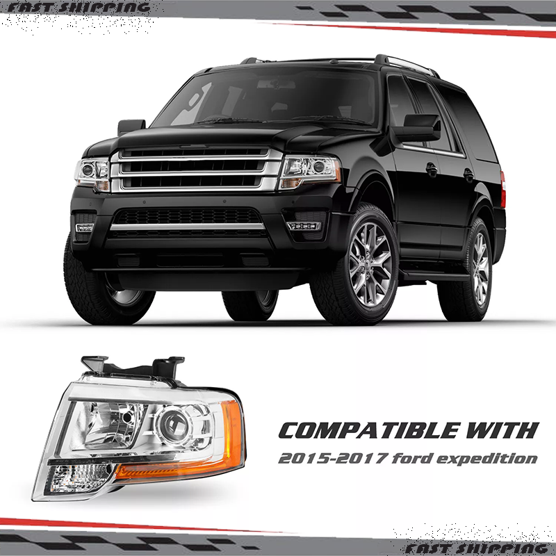 2015-17 Ford Expedition Left Driver Side Projector Headlight Chrome Housing  