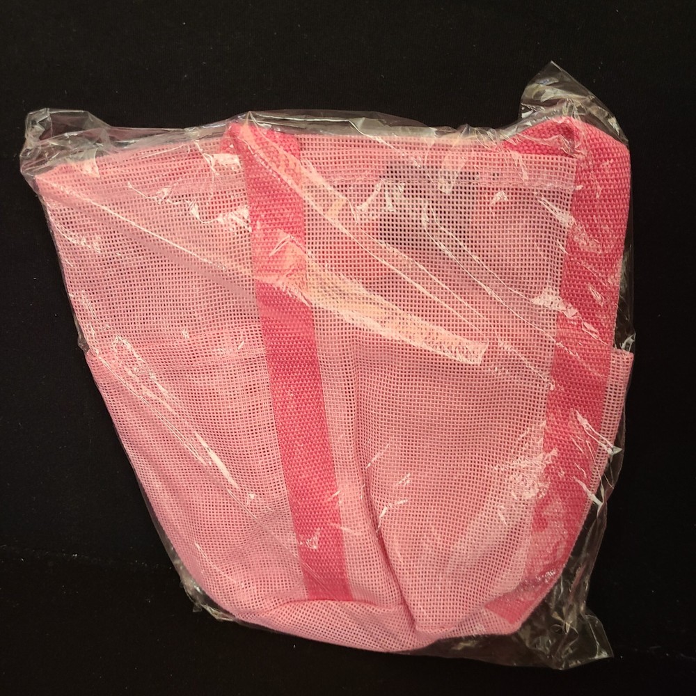 Saltwater Canvas Two Tone Pink  Mesh Beach Bag Shower Caddy Hanging Tote