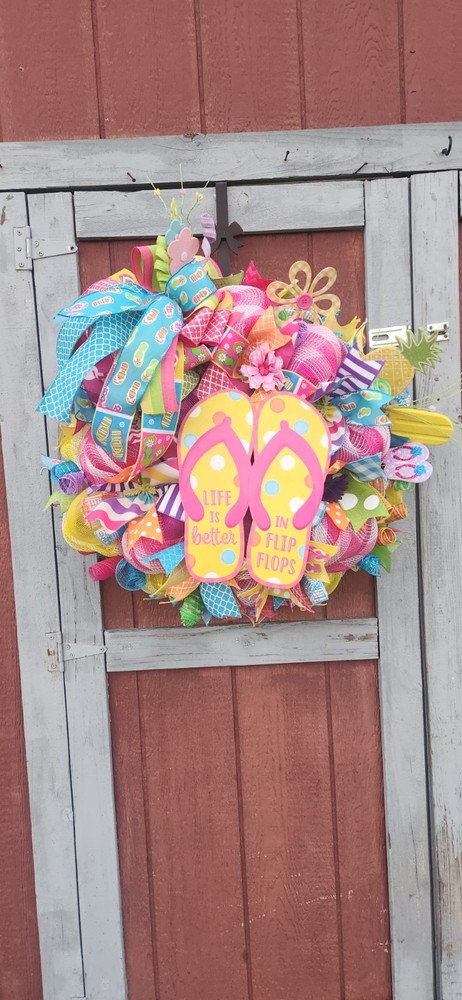 Summer Life Flip Flop Handmade Wreath for Beach Decor