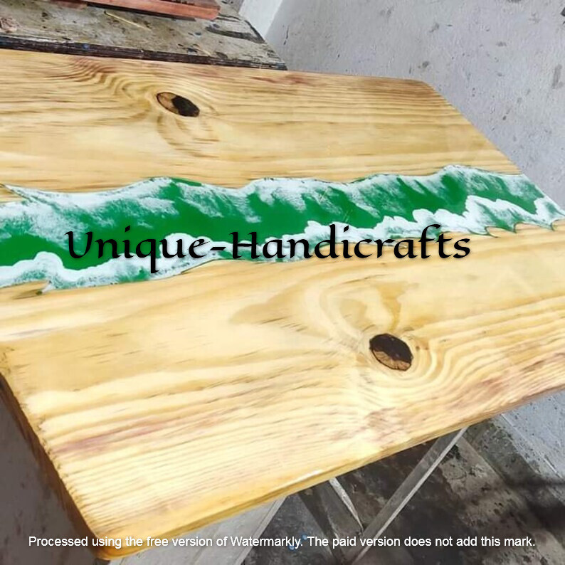 Handmade Green River Epoxy Table Top, Kitchen Dining Wood Table Top, Home Decors