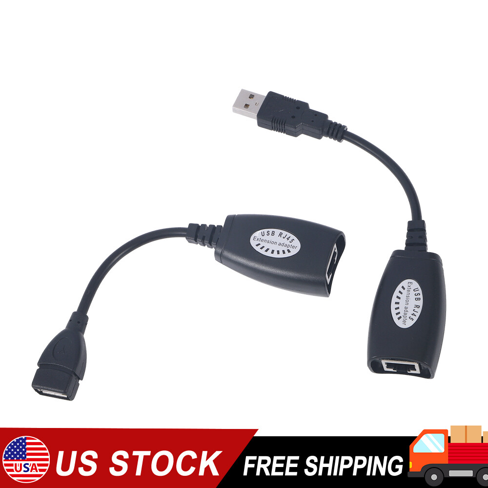 USB 2.0 to Ethernet Extender Adapter with Cat5e/6 Cable Support  